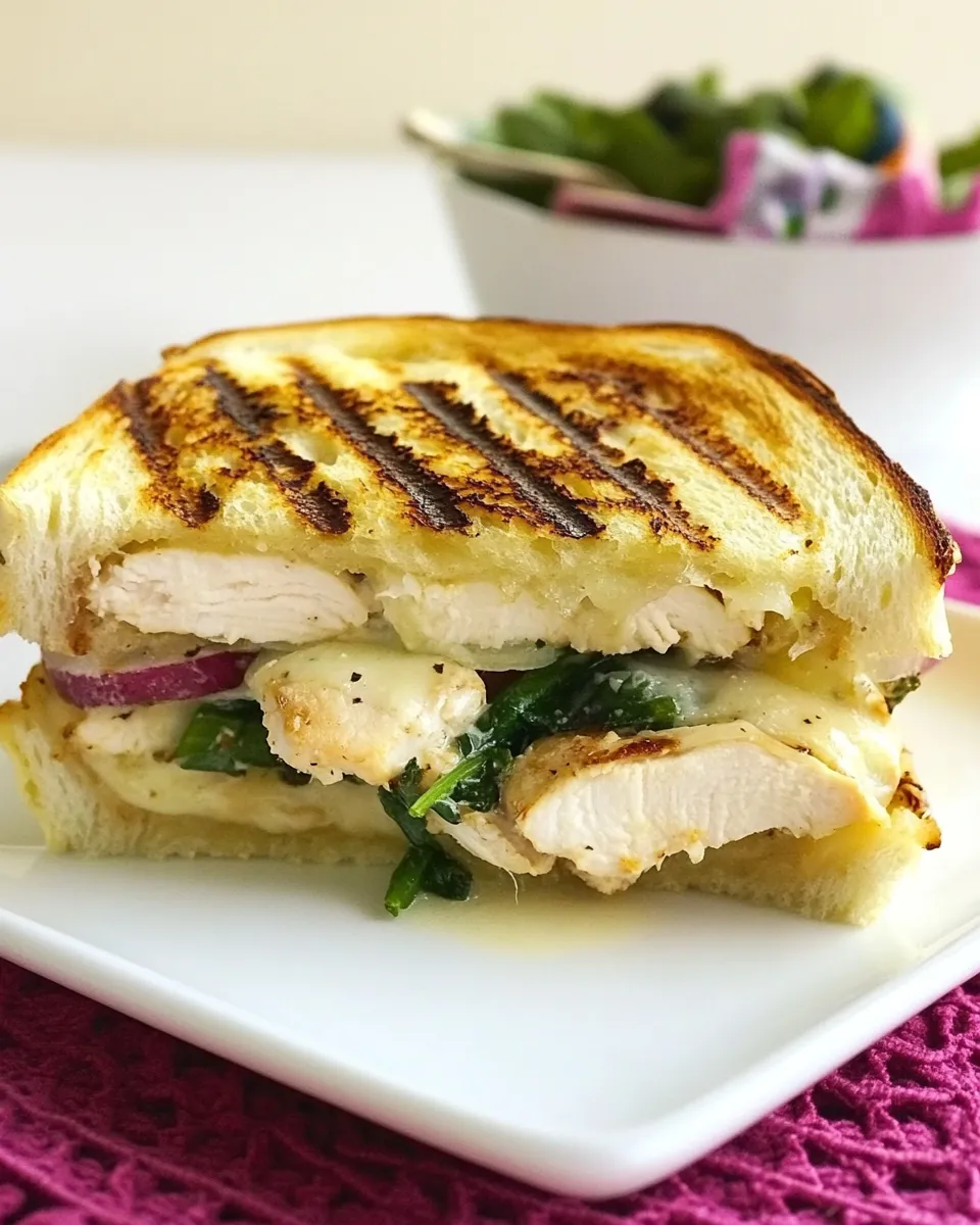 Delicious Chicken Florentine Panini plate image