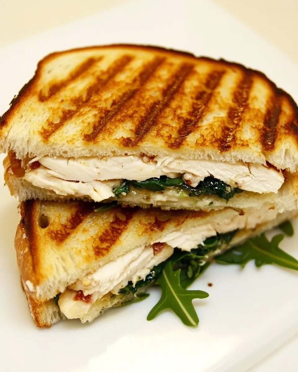 Homemade Chicken Panini with Fig Jam, Arugula, and Blue Cheese recipe photo
