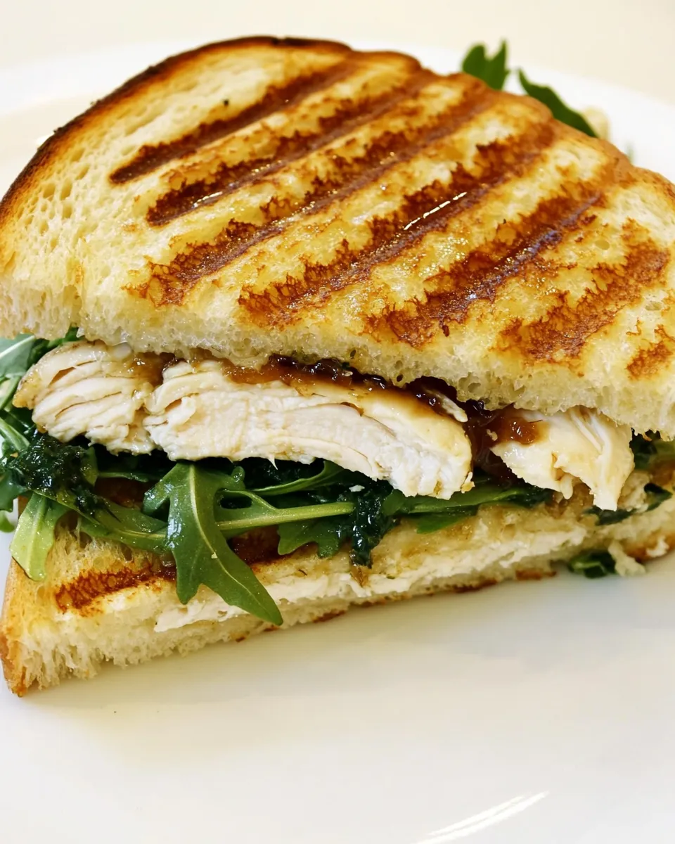 Classic Chicken Panini with Fig Jam, Arugula, and Blue Cheese dish photo