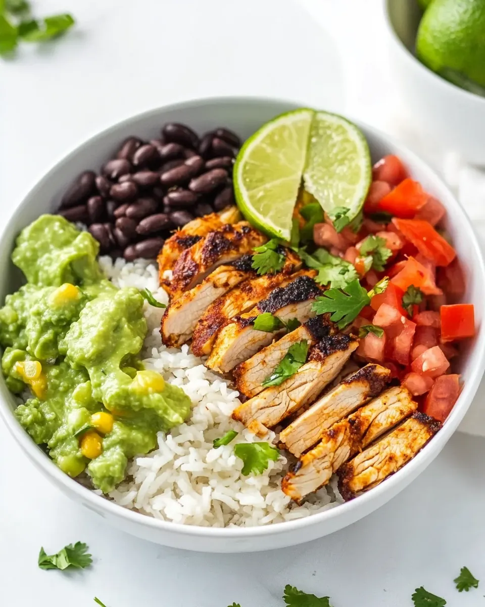 Delicious Chipotle Chicken Burrito Bowls plate image