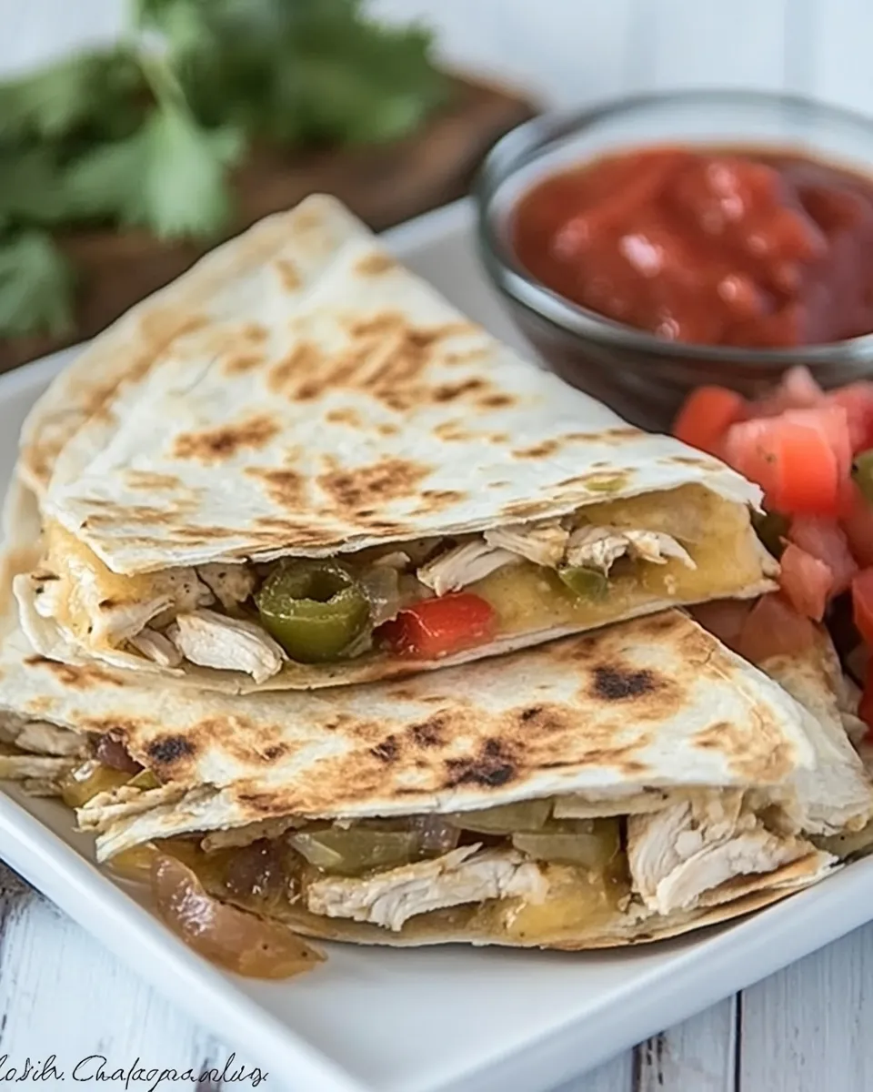 Easy Chipotle Chicken Quesadillas food shot