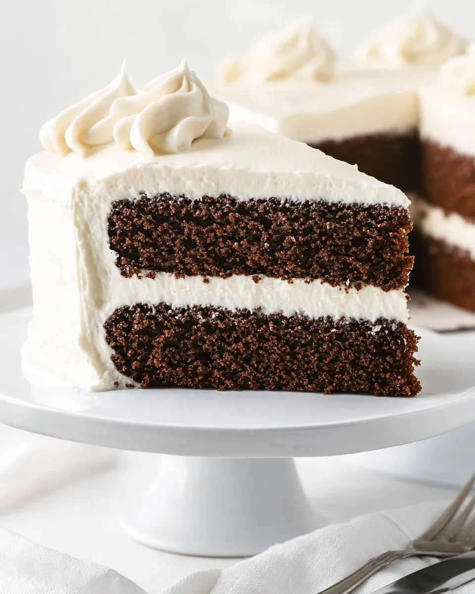 Delicious Chocolate Cake with Whipped Cream Frosting shot