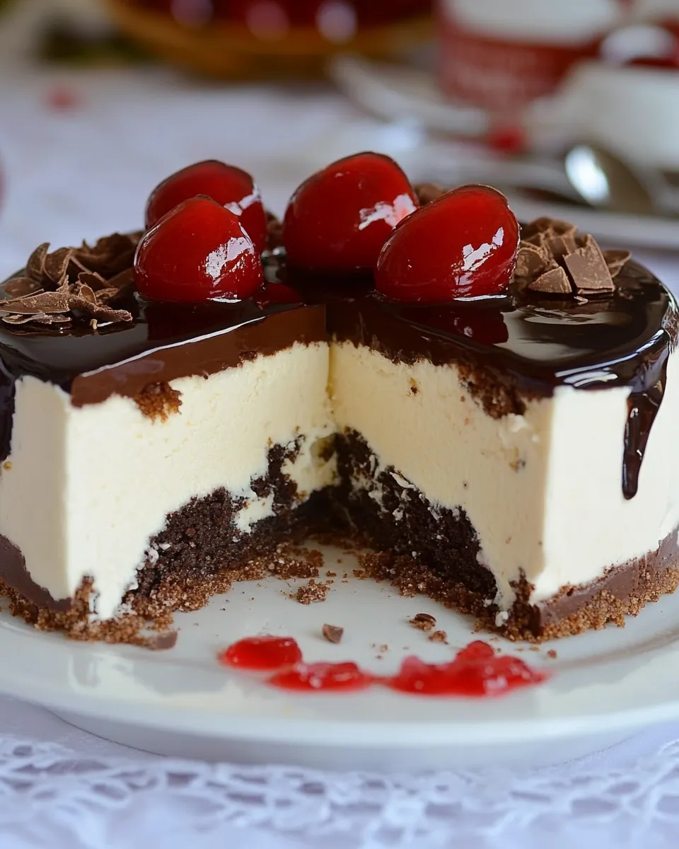 Classic Chocolate Cheese Mousse Cake w/ Cherry Jam image