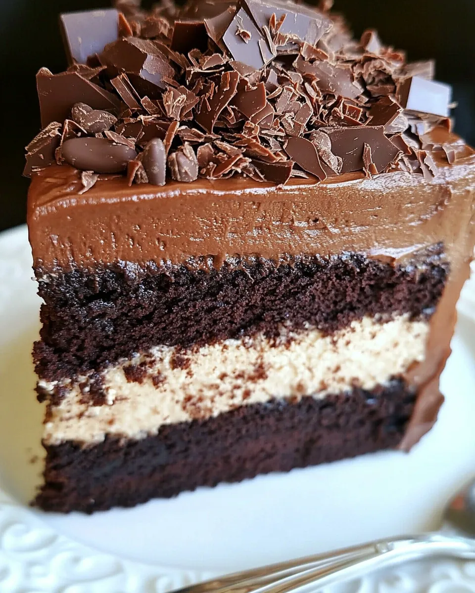 Easy Chocolate Cheesecake Cake food shot