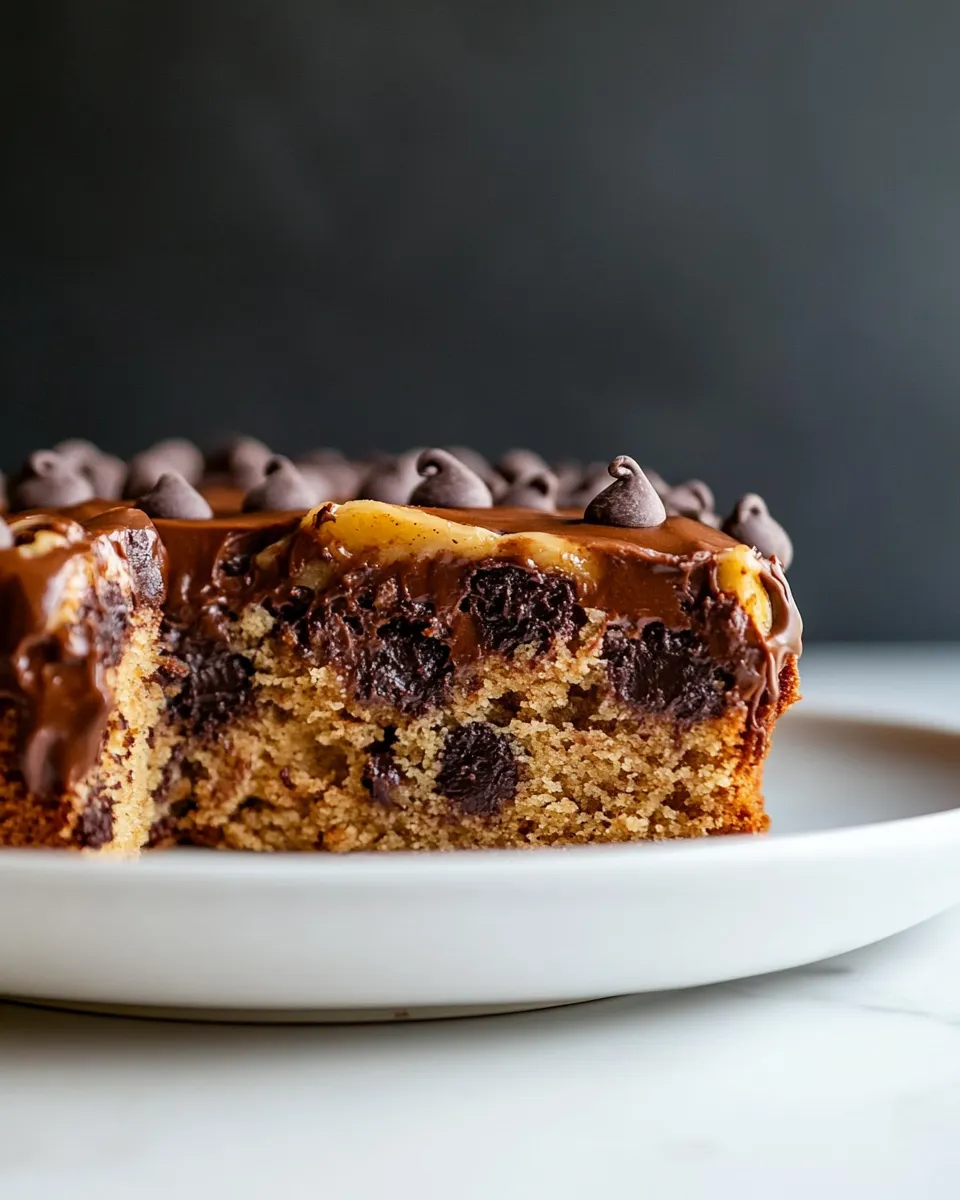 Delicious Chocolate Chip Banana Cake food shot