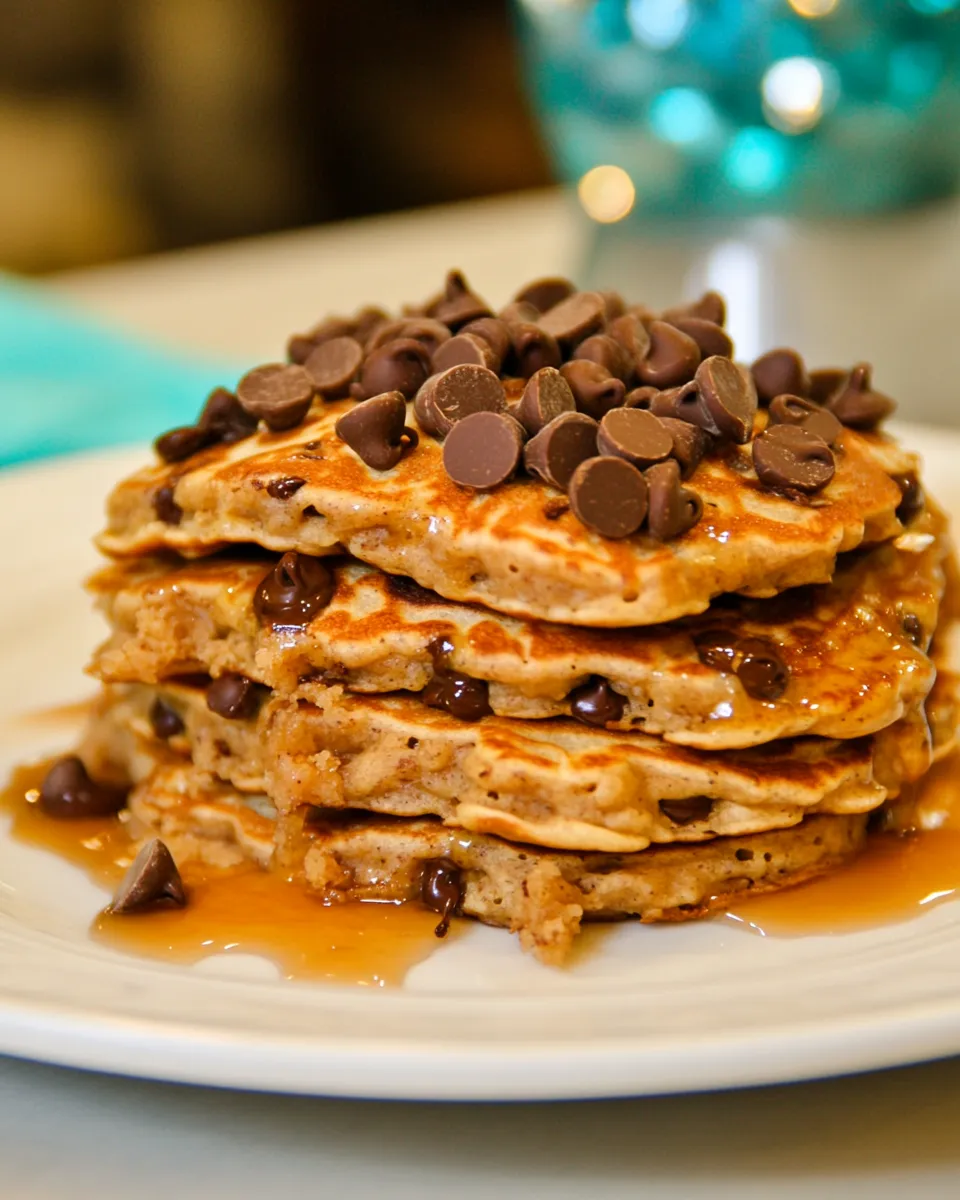 Delicious Chocolate Chip Oatmeal Cookie Pancakes plate image