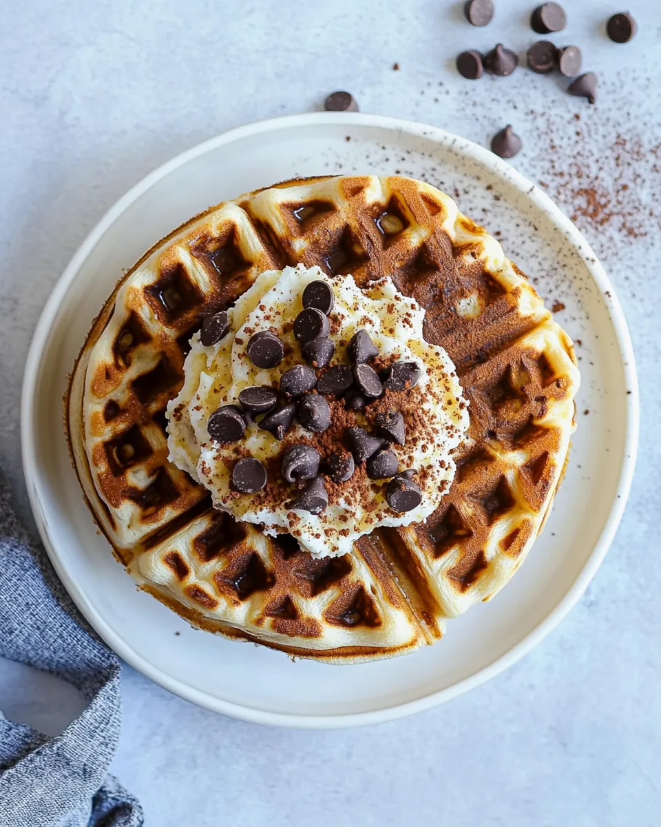 Delicious Chocolate Chip Sourdough Waffles food shot