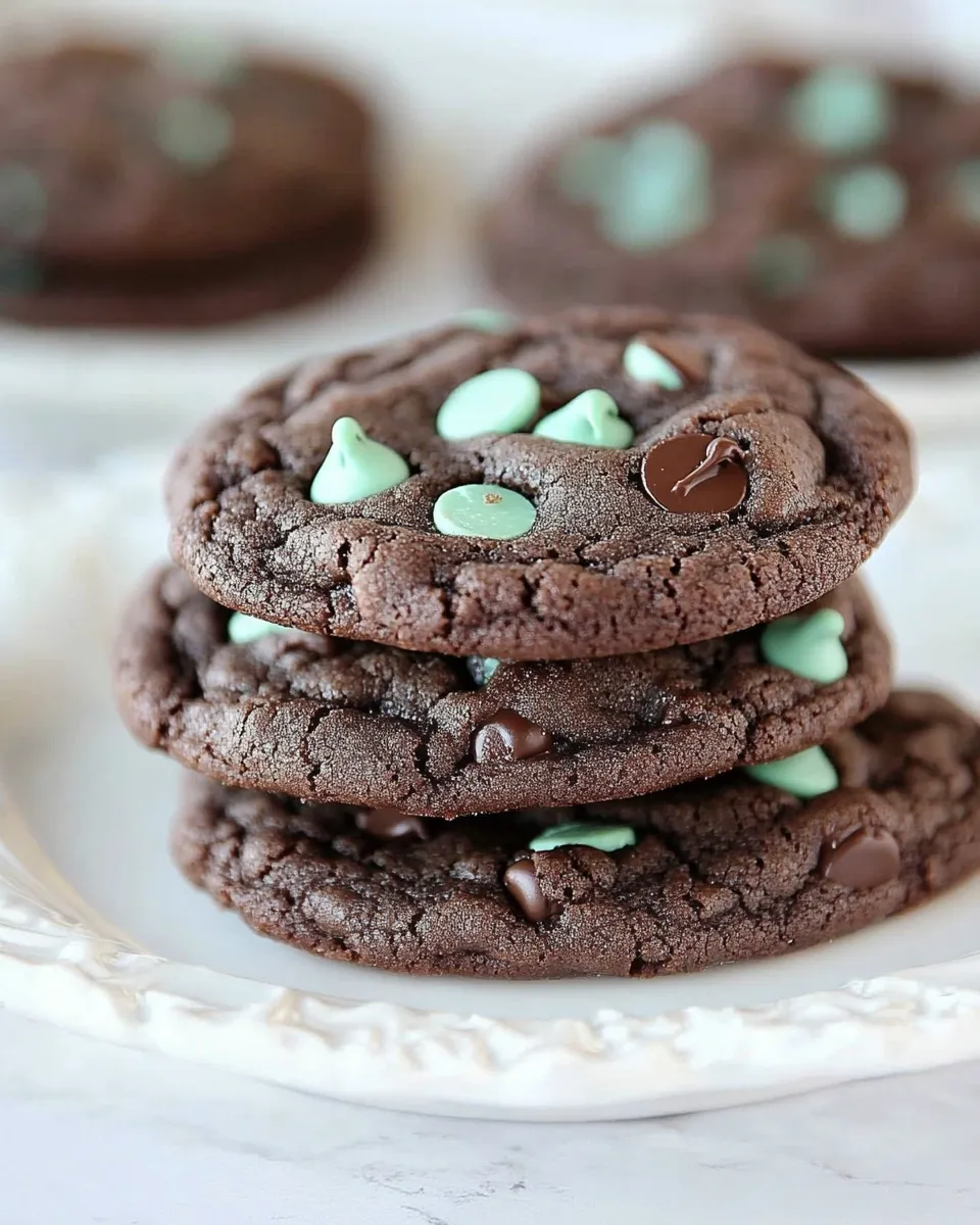 Easy Chocolate Mint Chip Cookies food shot
