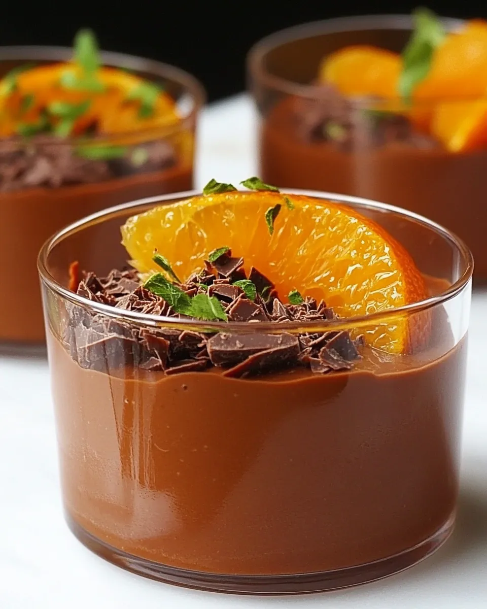 Delicious Chocolate Mousse with Oranges food shot