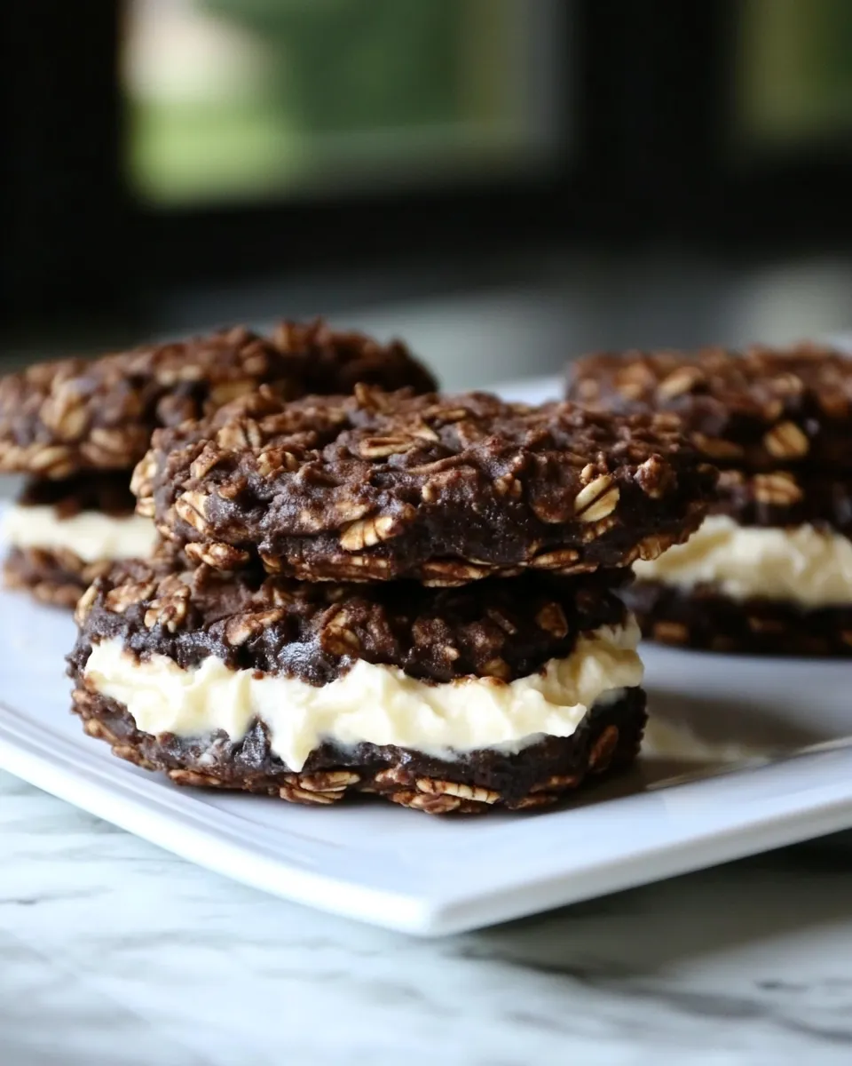 Homemade Chocolate Oatmeal Cream Pies with Vanilla Bean Buttercream photo