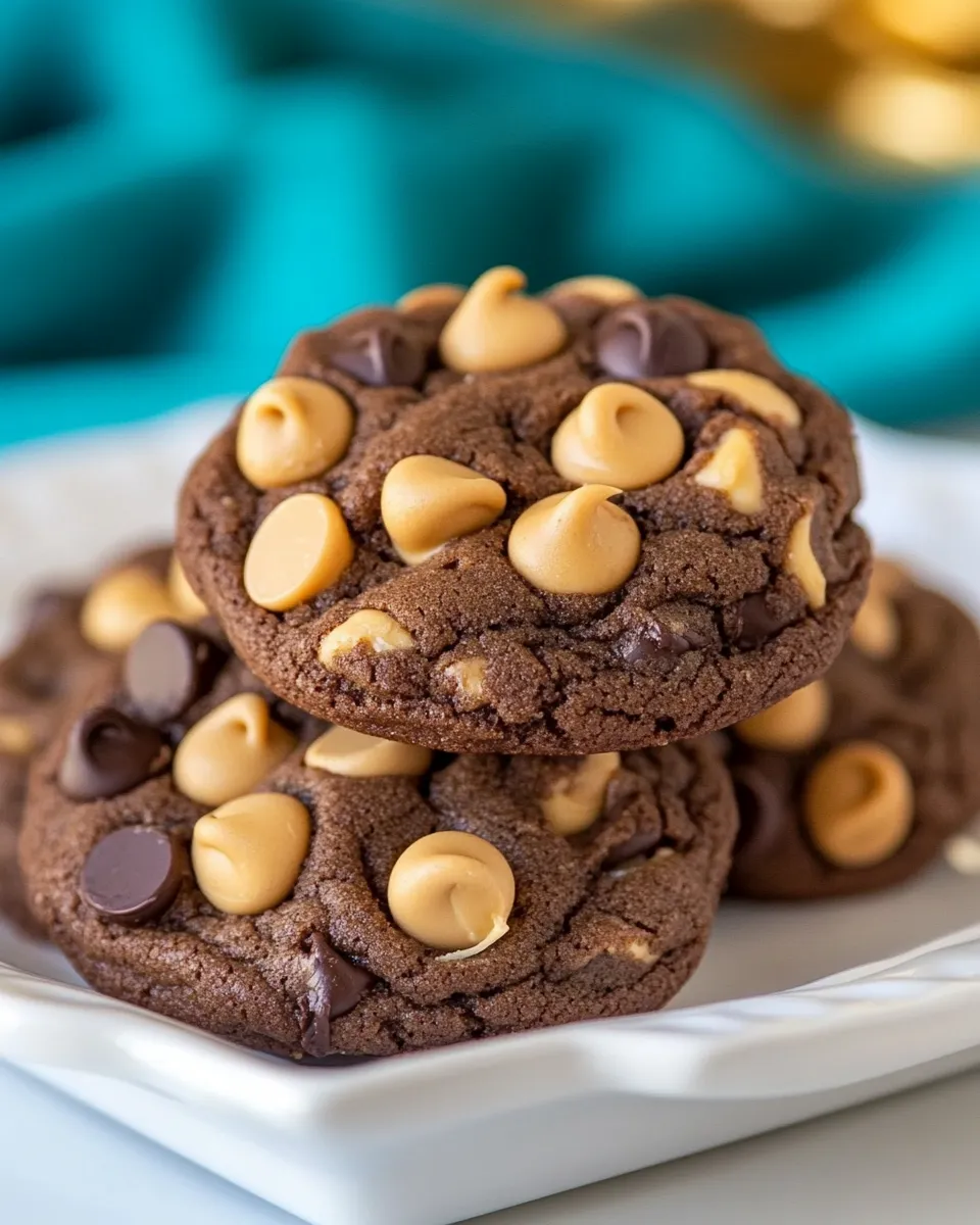 Delicious Chocolate Peanut Butter Chip Cookies food shot
