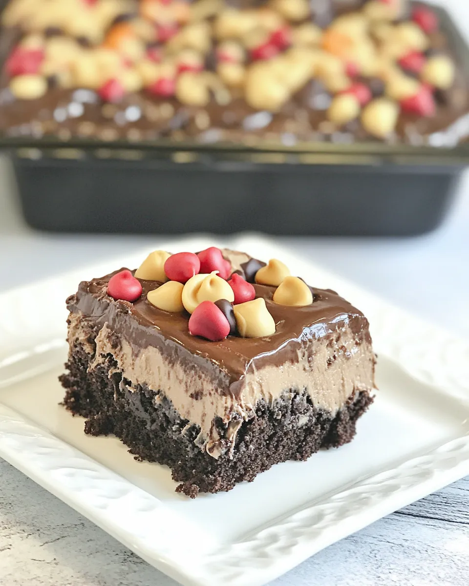 Delicious Chocolate Peanut Butter Poke Cake dish photo