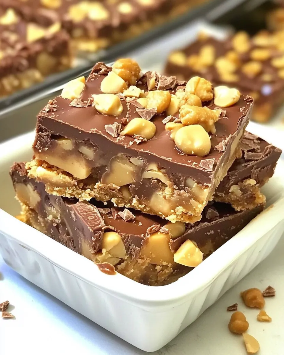 Classic Chocolate Peanut Butter Toffee Bars dish photo
