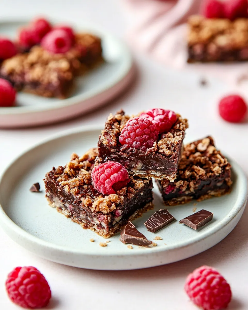 Easy Chocolate Raspberry Crumb Bars food shot
