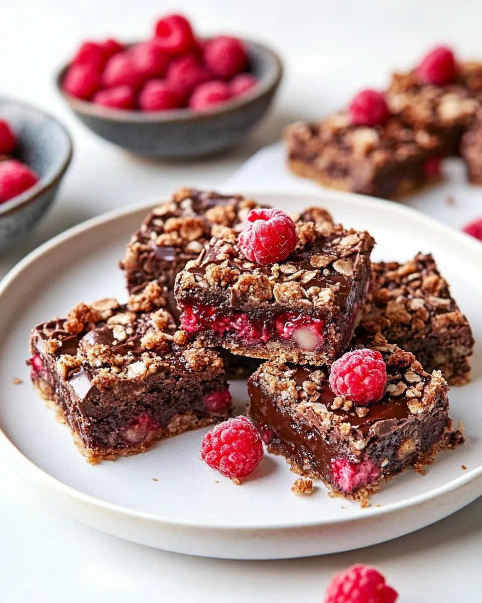 Delicious Chocolate Raspberry Crumb Bars photo