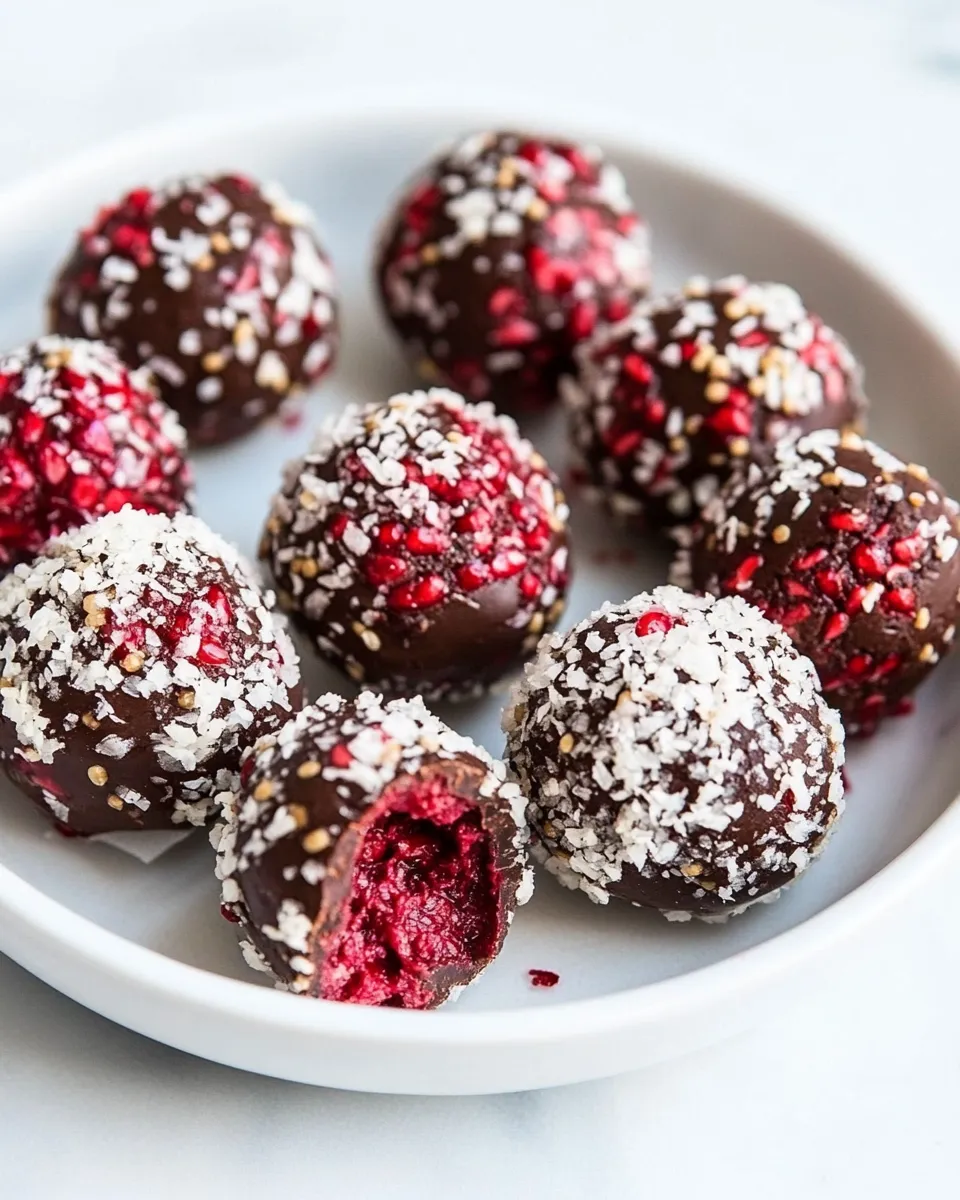 Easy Chocolate Raspberry Truffles food shot