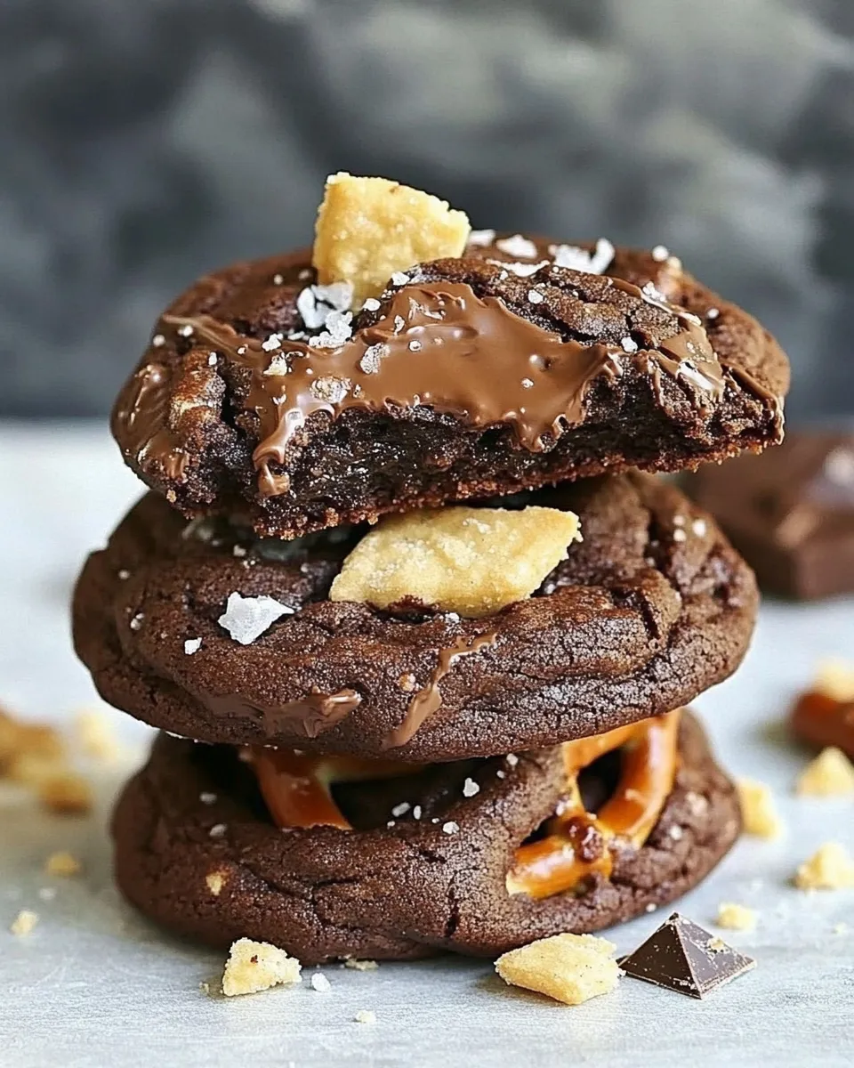 Homemade Chocolate Salted Caramel Pretzel Cookies photo