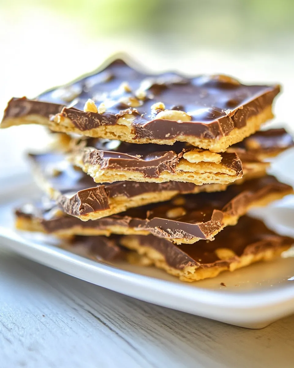 Easy Chocolate Saltine Toffee food shot