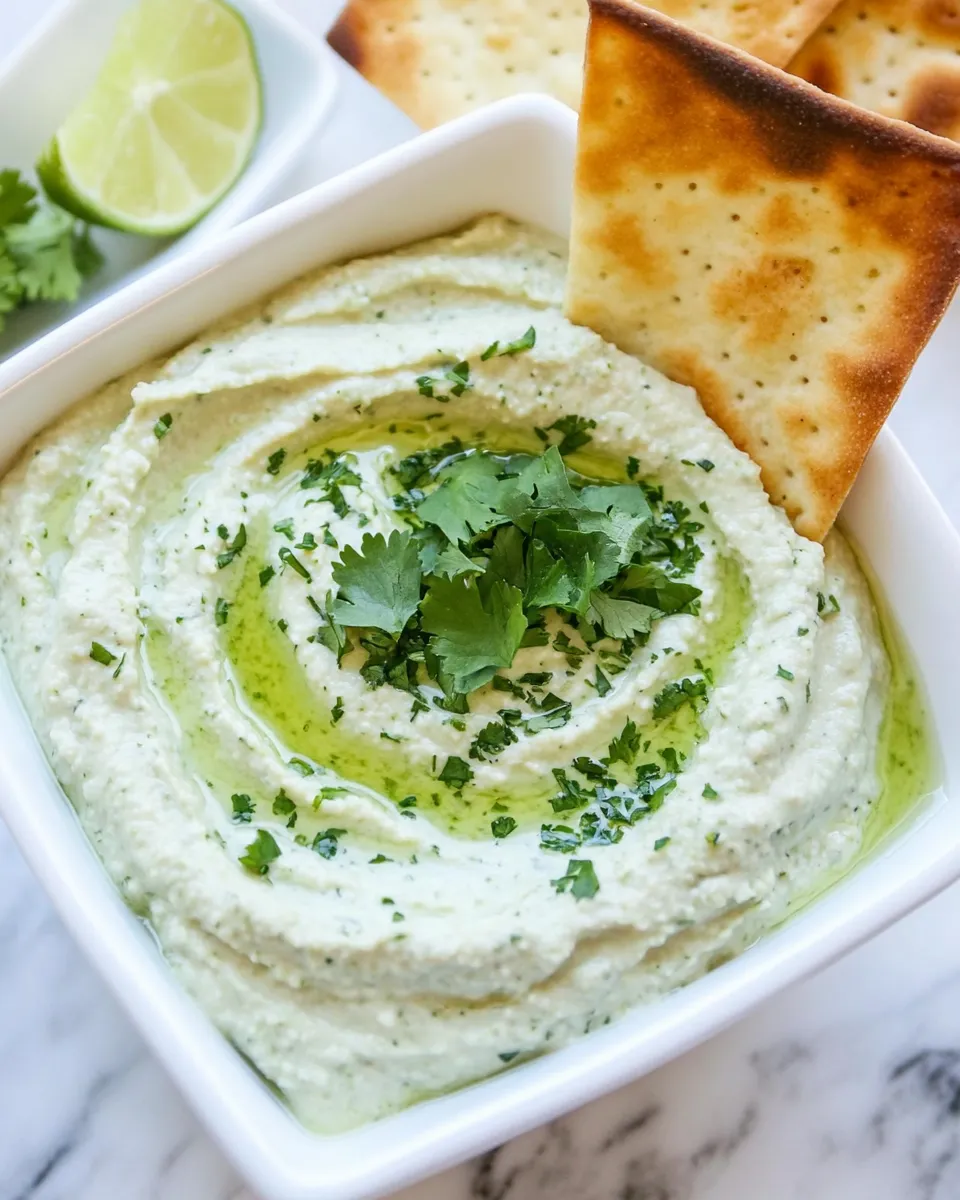 Classic Cilantro Lime White Bean Hummus. dish photo