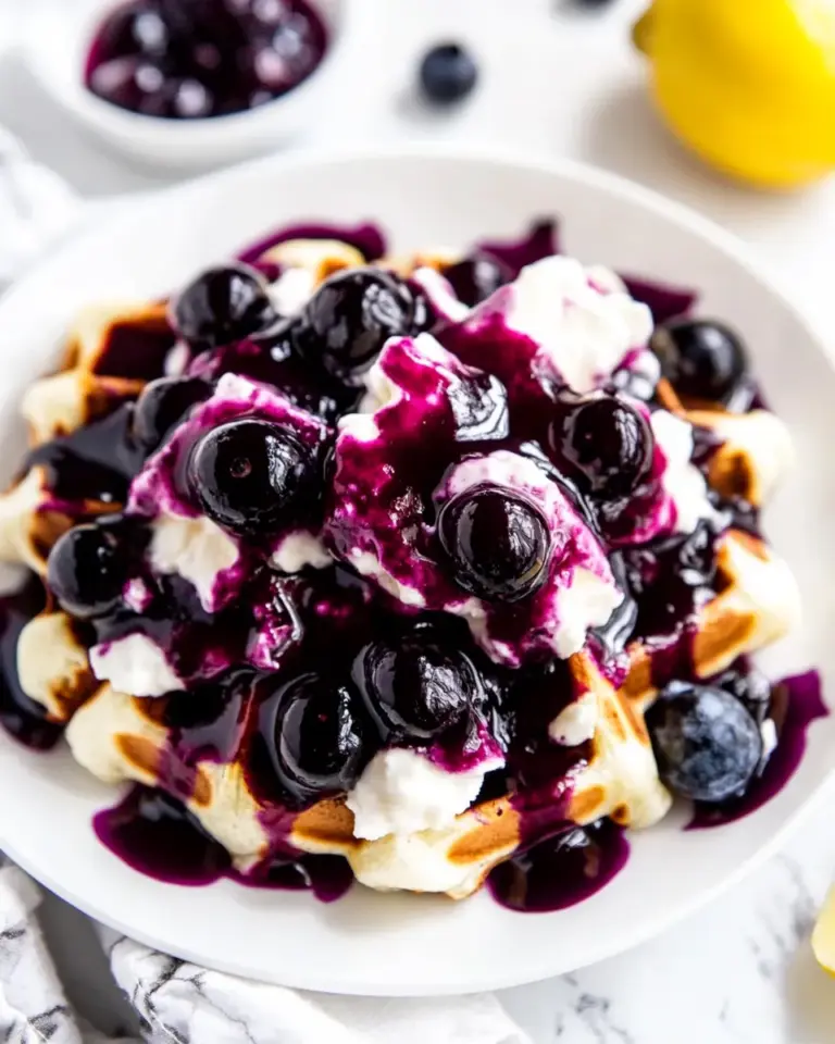 Homemade Classic Blueberry Lemon Cheesecake Waffles photo
