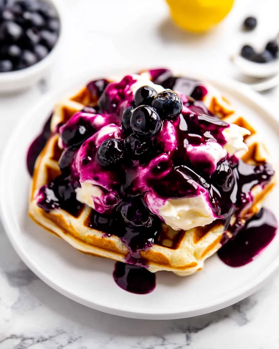 Easy Classic Blueberry Lemon Cheesecake Waffles recipe photo