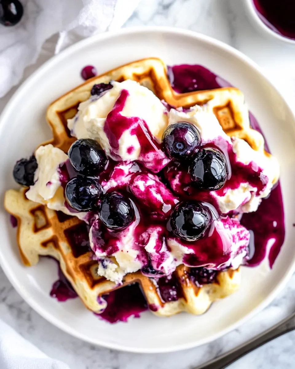 Perfect Classic Blueberry Lemon Cheesecake Waffles dish photo