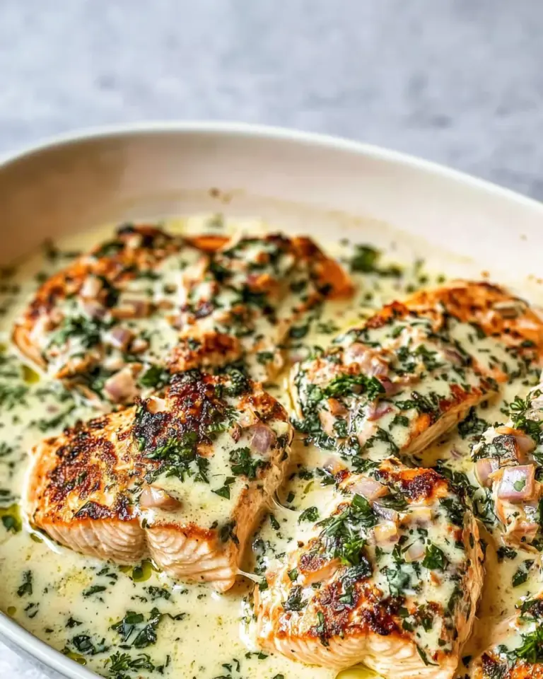Homemade Creamy Garlic Butter Baked Salmon. recipe photo