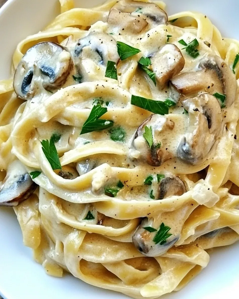 Classic Creamy Garlic Mushroom Pasta dish photo