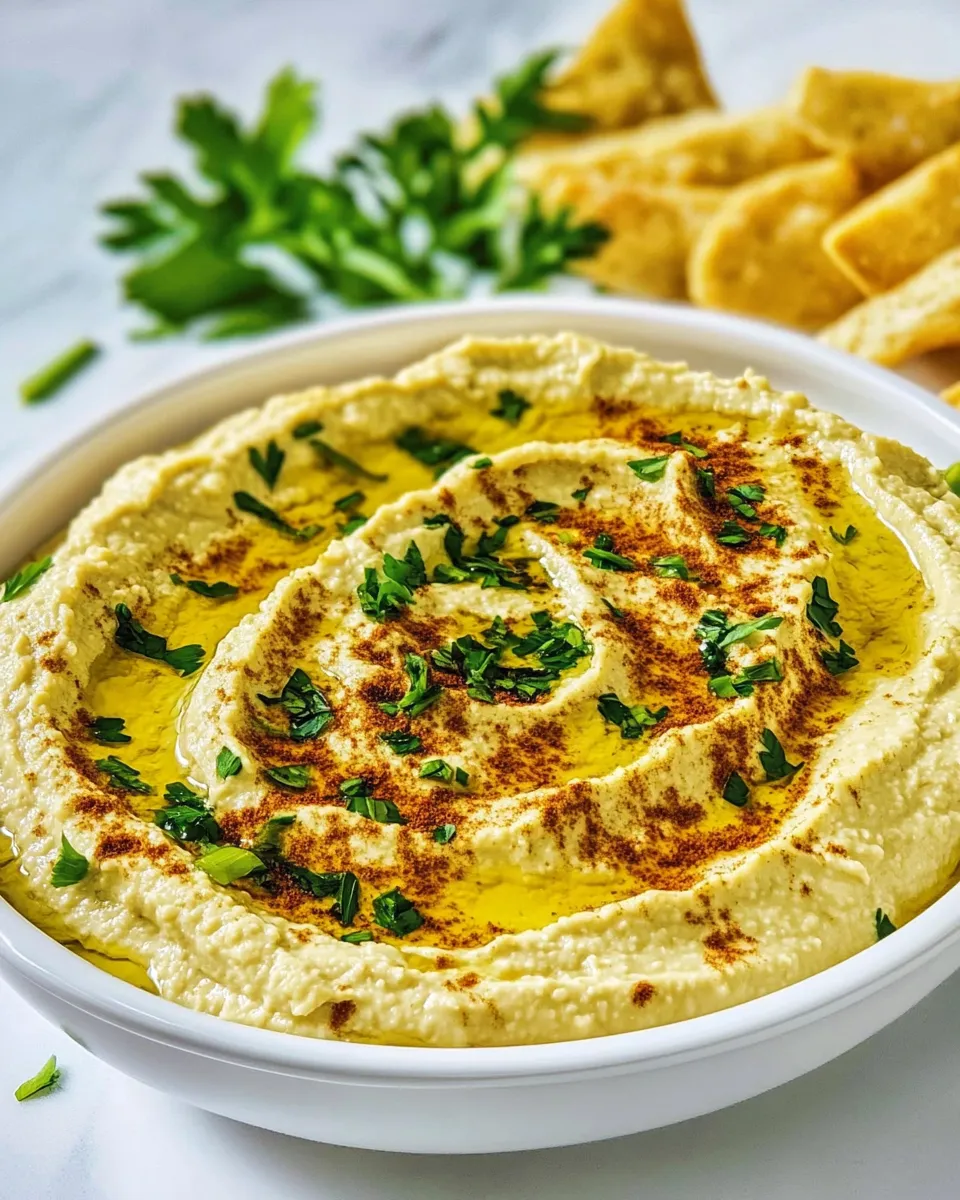 Easy Creamy Hummus with Yogurt food shot