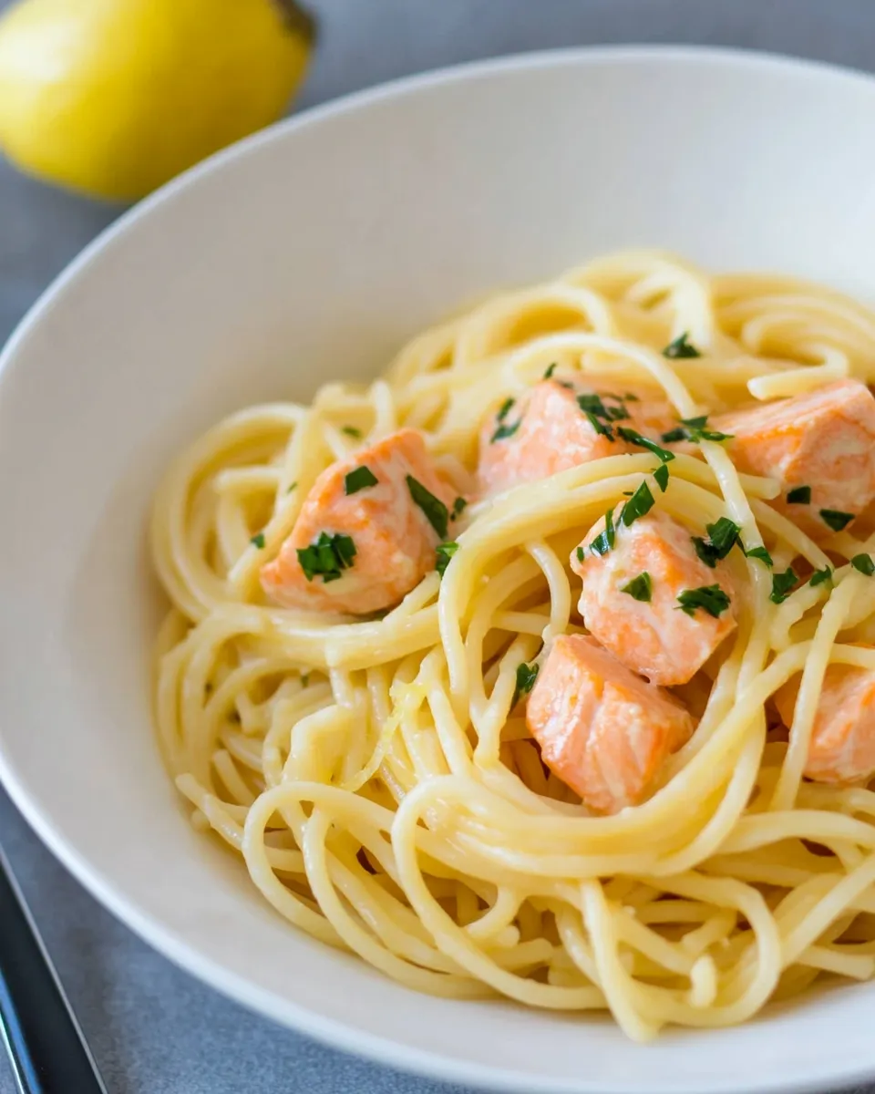 Homemade Creamy Lemon Salmon Pasta recipe photo
