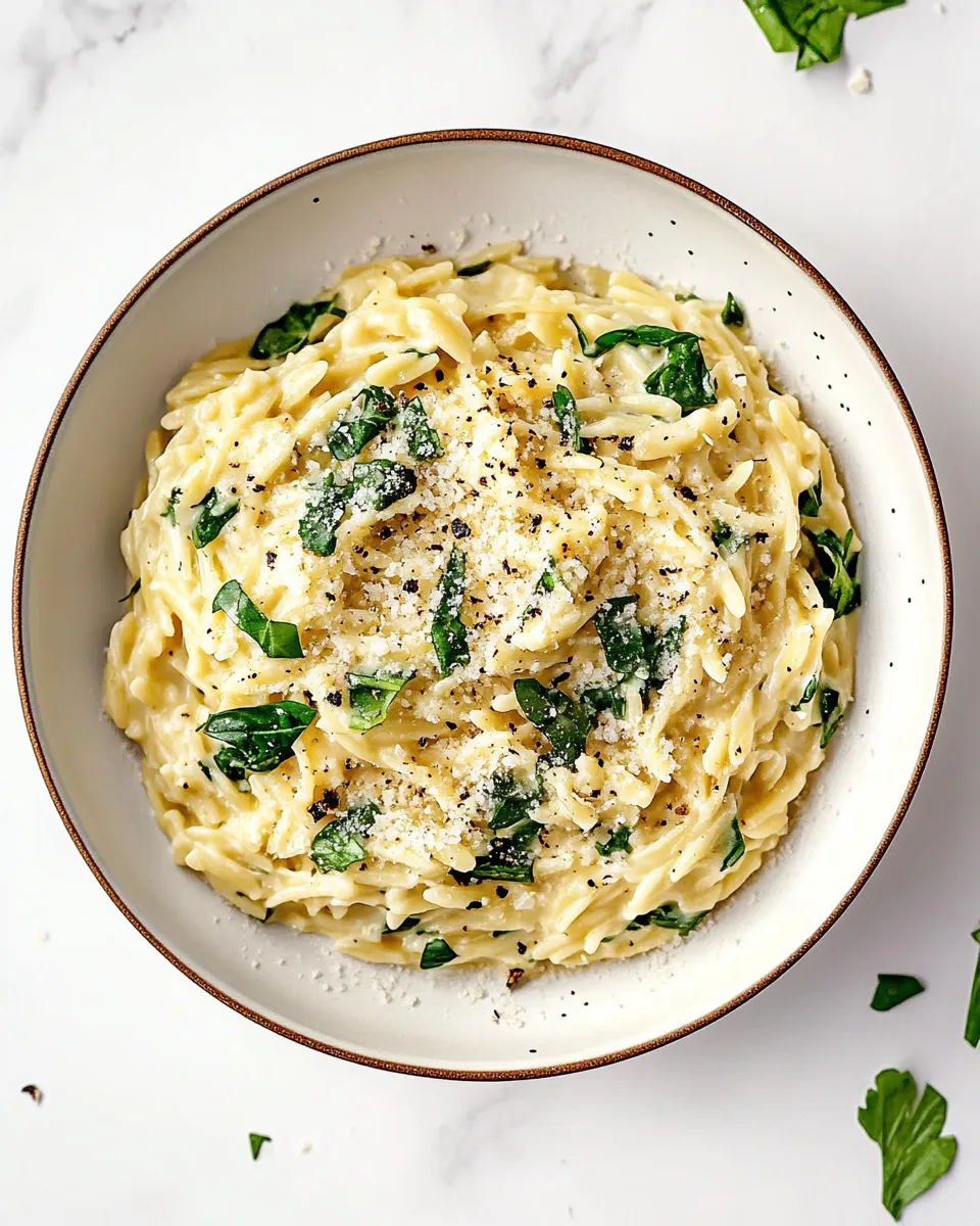 Easy Creamy Orzo food shot