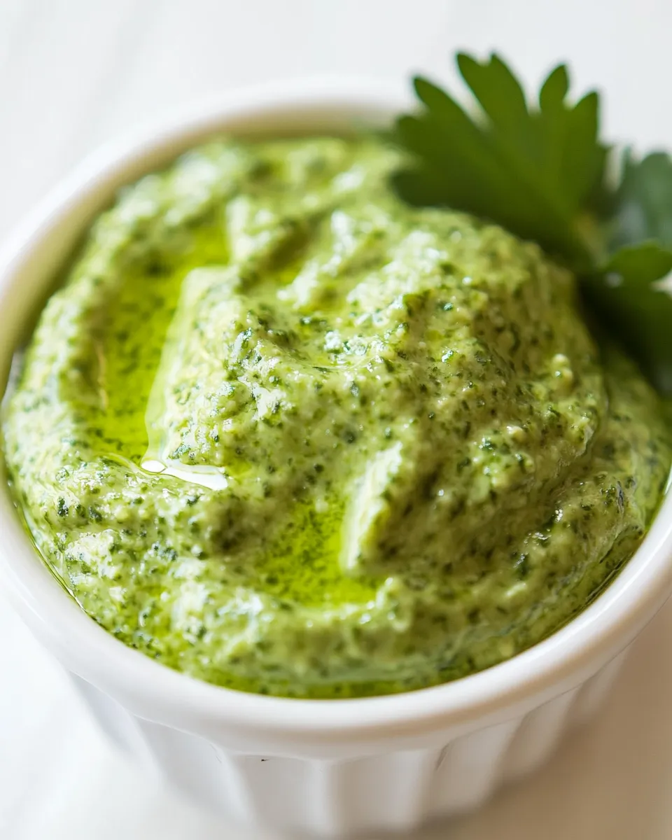 Easy Creamy Pesto Sauce food shot