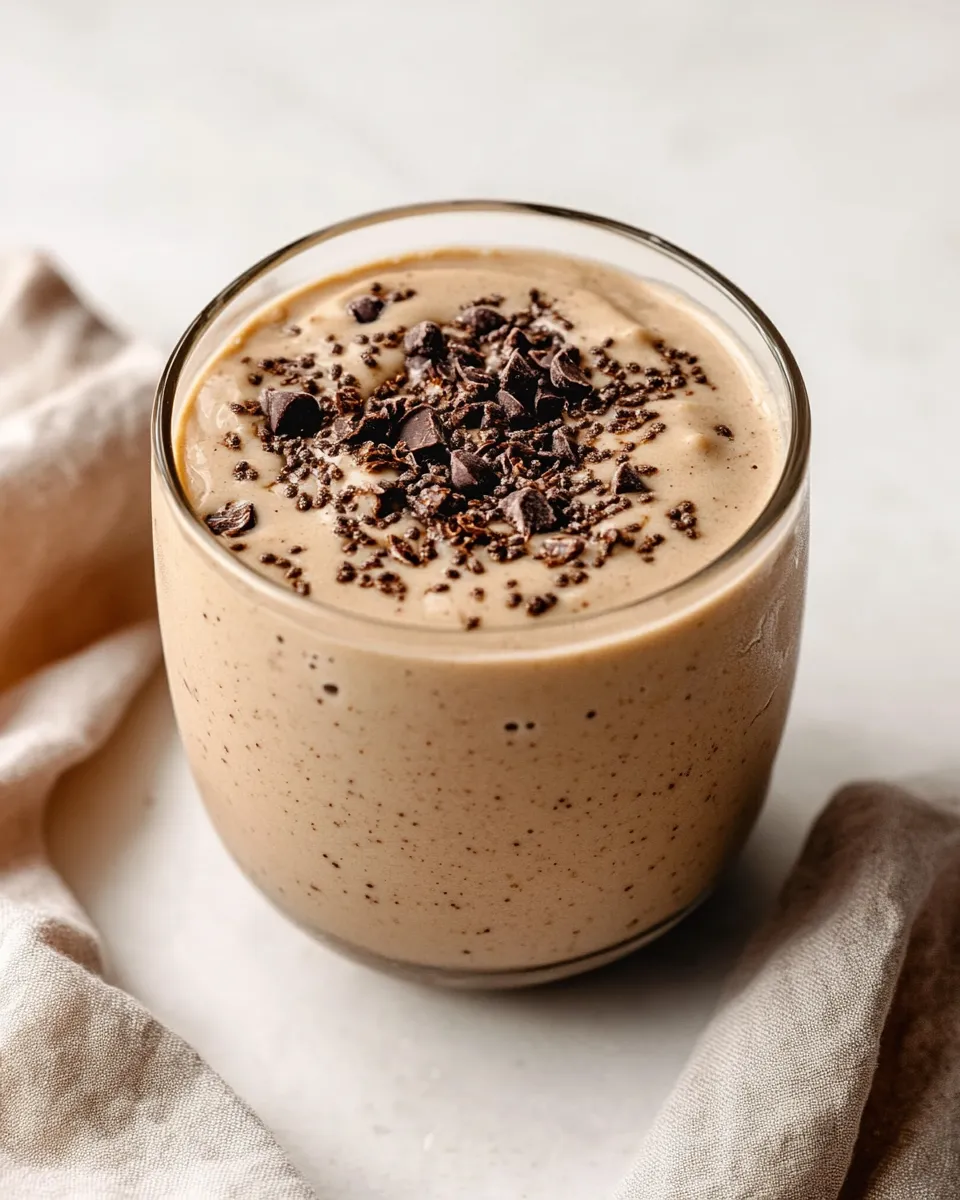 Delicious Creamy Vanilla Chip Smoothie food shot