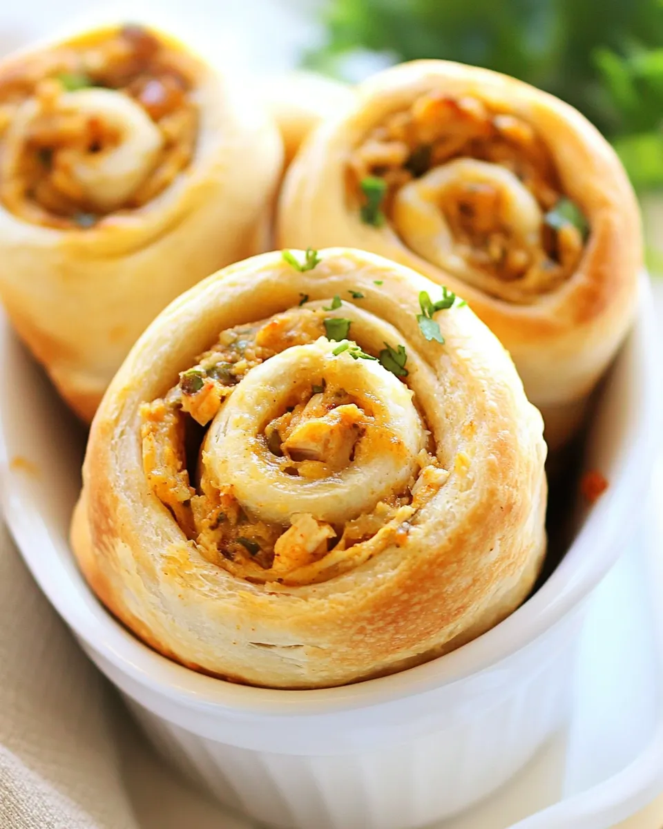 Delicious Crescent Chicken Taco Pinwheels food shot