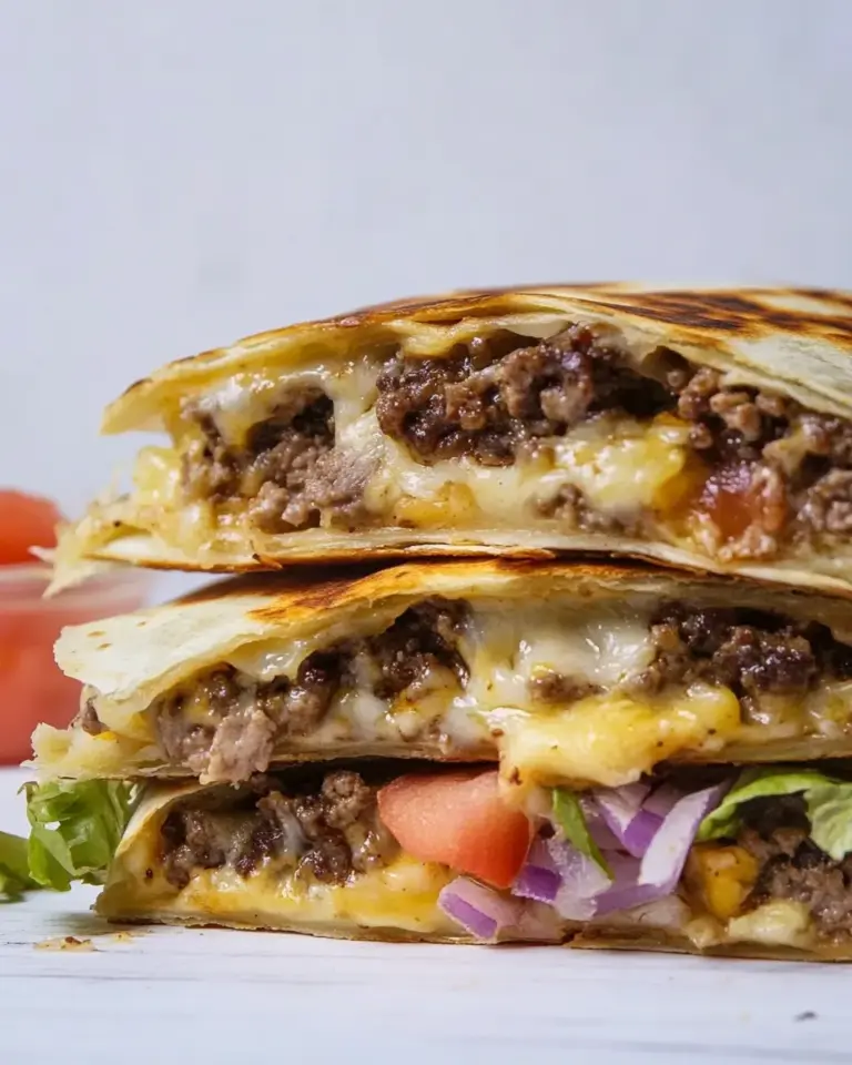 Homemade Crispy Baked Cheeseburger Quesadillas. recipe photo