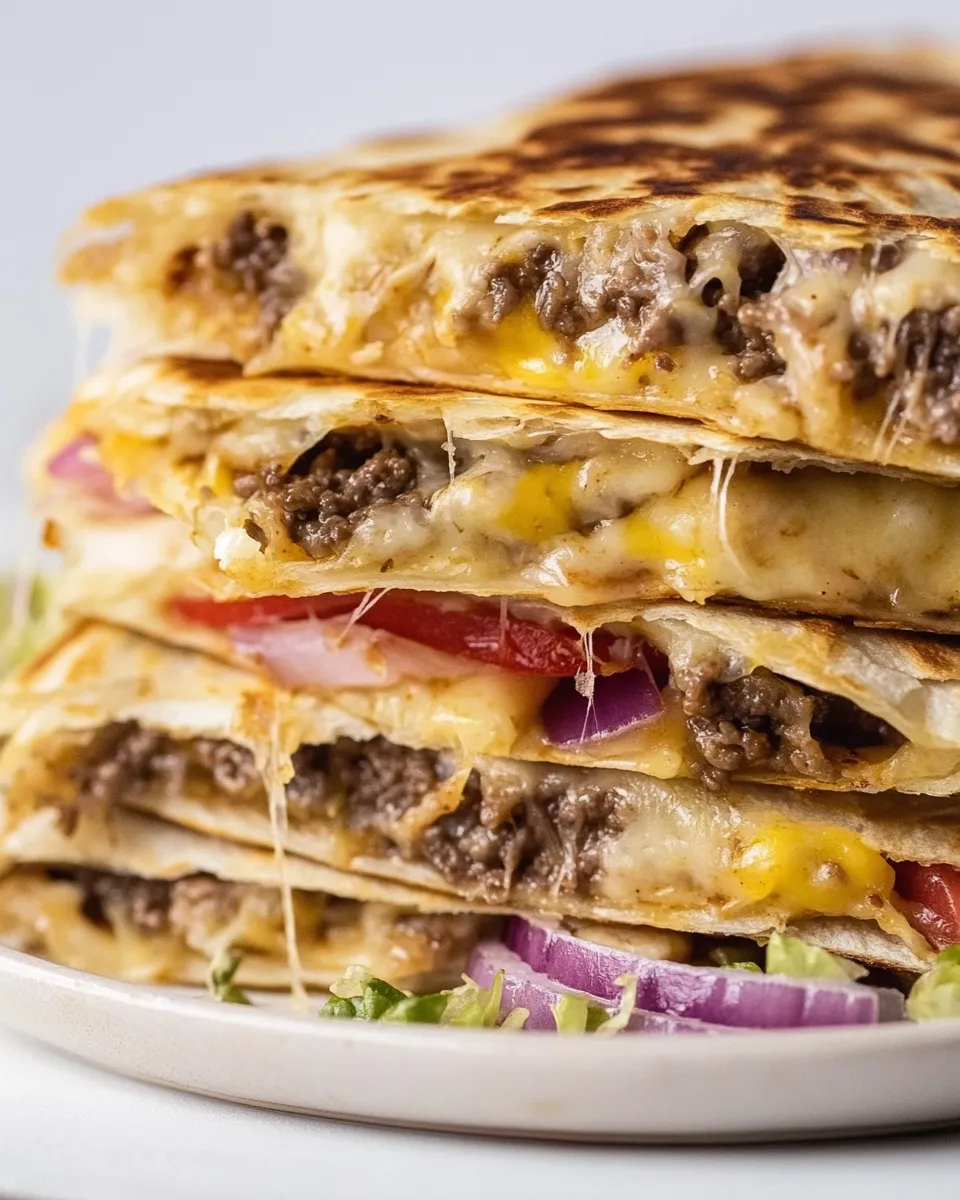 Easy Crispy Baked Cheeseburger Quesadillas. dish photo