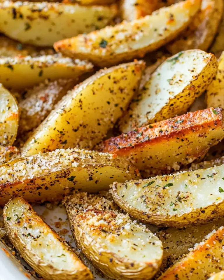 Homemade Crispy Baked Garlic Parmesan Potato Wedges recipe photo