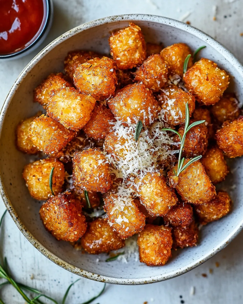Homemade Crispy Baked Parmesan Tater Tots. recipe photo