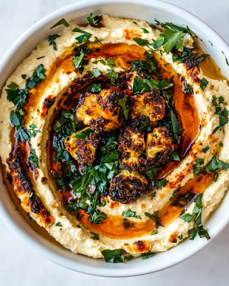 Homemade Crispy Roasted Cauliflower Hummus. recipe photo