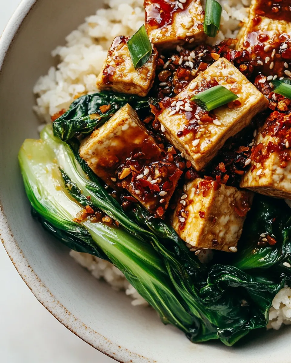Homemade Crispy Tofu Bowls with Sesame Bok Choy photo