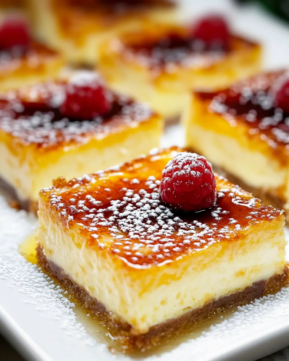 Delicious Crme Brle Cheesecake Bars food shot