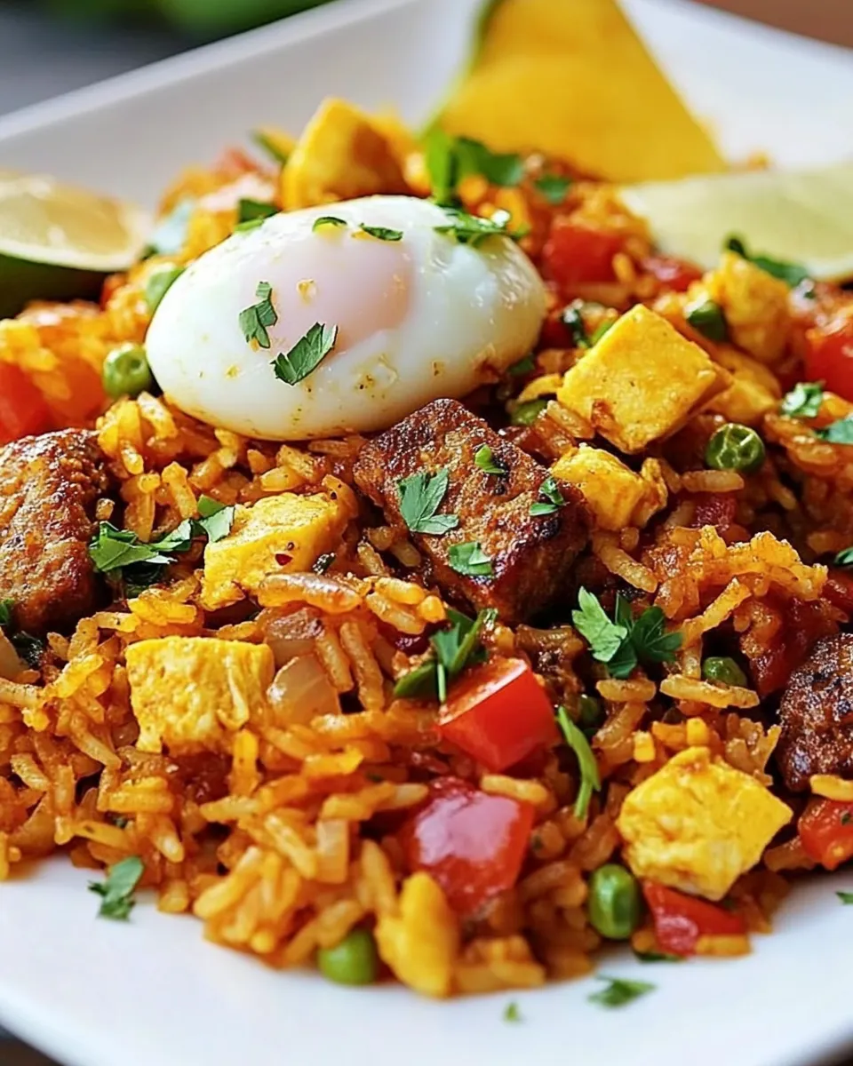 Classic Cuban Rice and Eggs Dinner dish photo