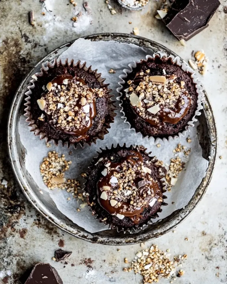 Homemade Double Chocolate Coconut oil Zucchini Muffins with Caramelized Buckwheat. recipe photo