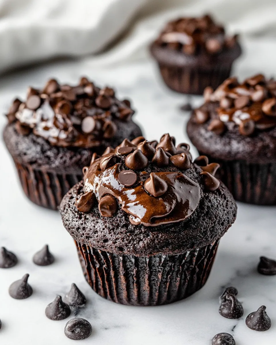 Delicious Double Chocolate Muffins food shot