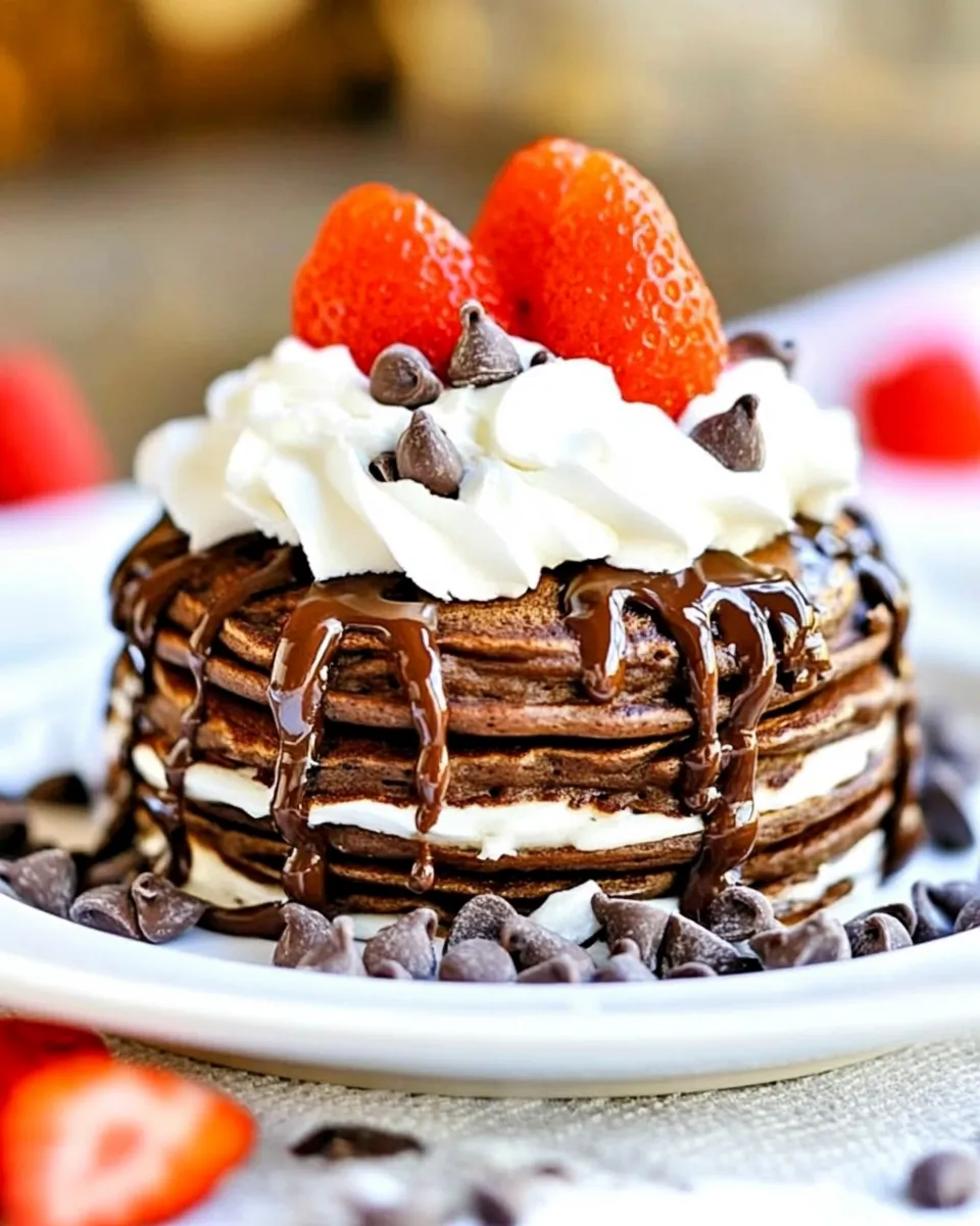 Quick Easy Chocolate Pancakes food shot