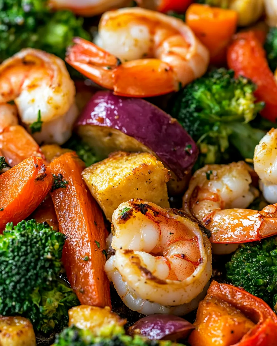 Quick Easy One Pan Roasted Shrimp and Veggies food shot