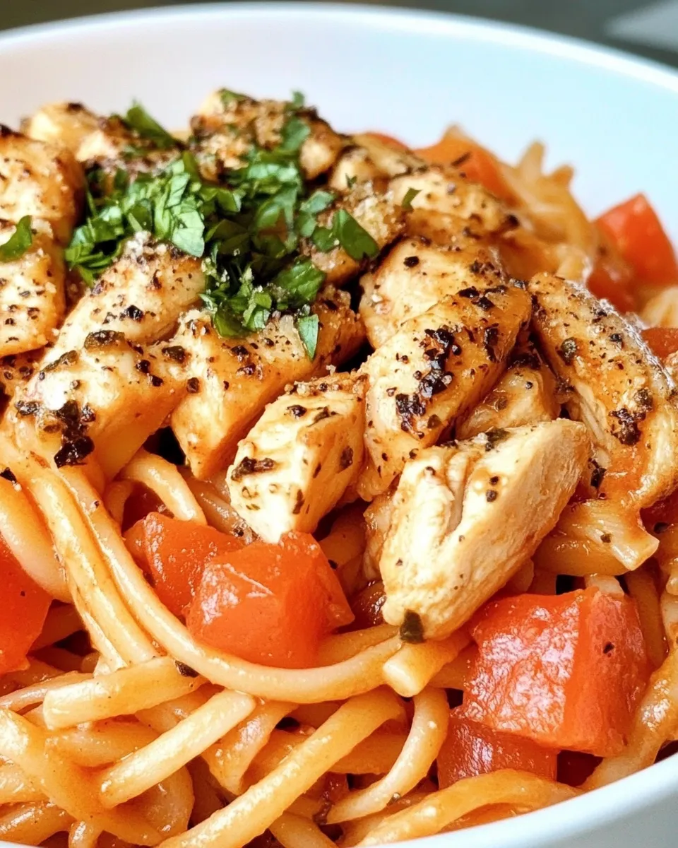 Delicious Easy Pasta Dinner with Chicken food shot