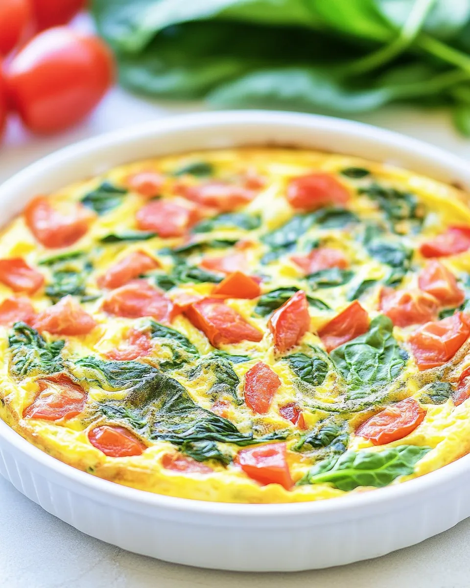 Quick Easy Spinach and Tomato Frittata food shot