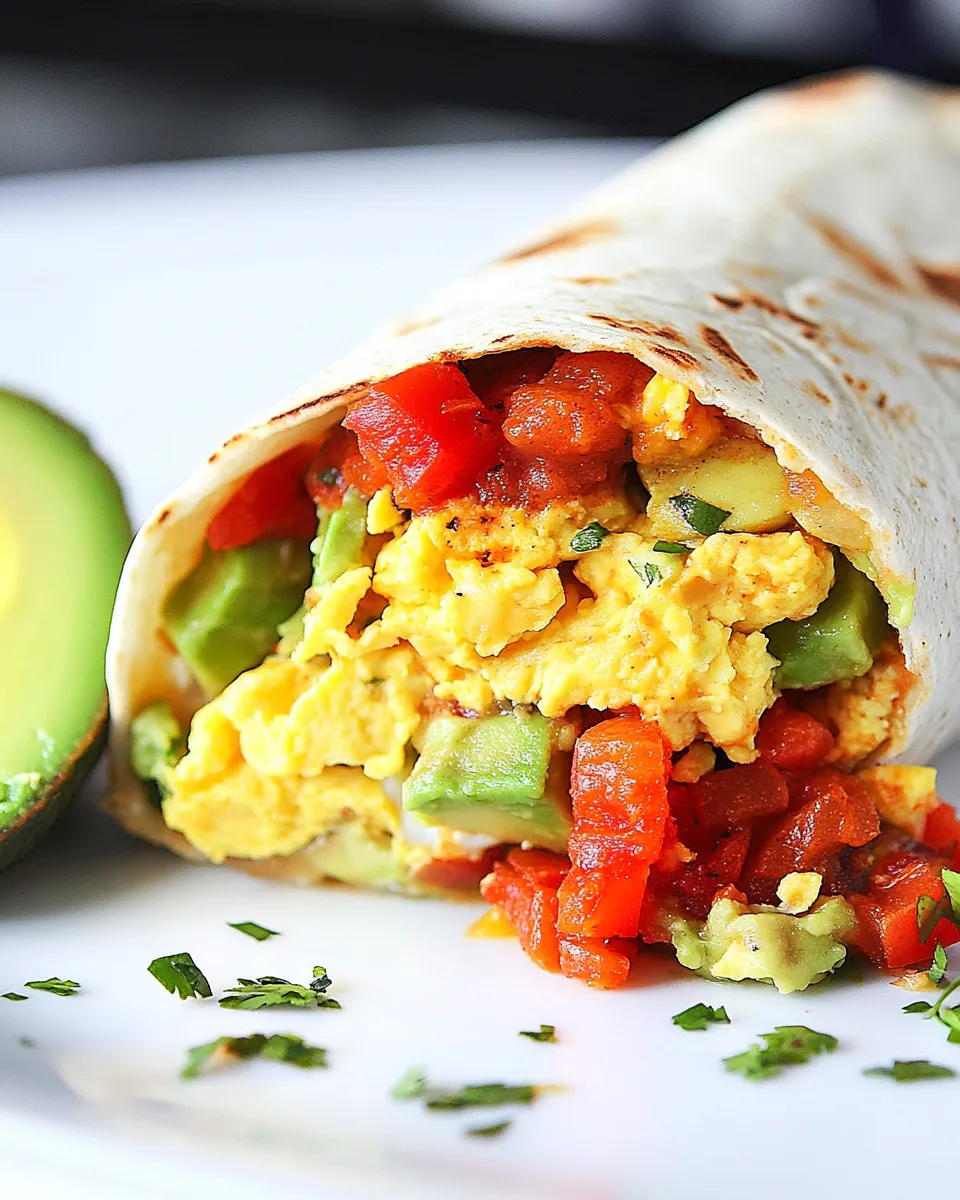 Classic Egg and Avocado Breakfast Burrito dish photo