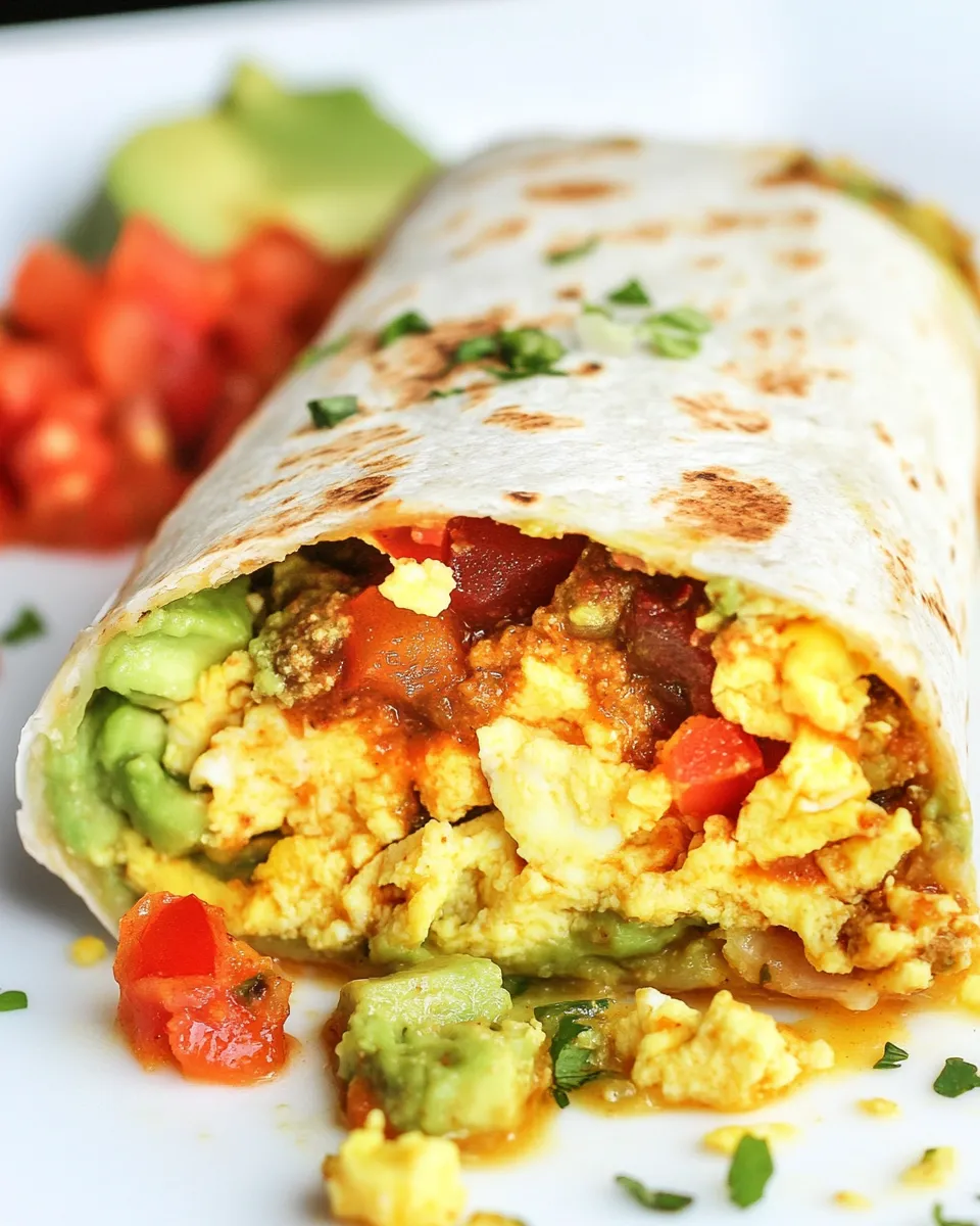 Easy Egg and Avocado Breakfast Burrito food shot